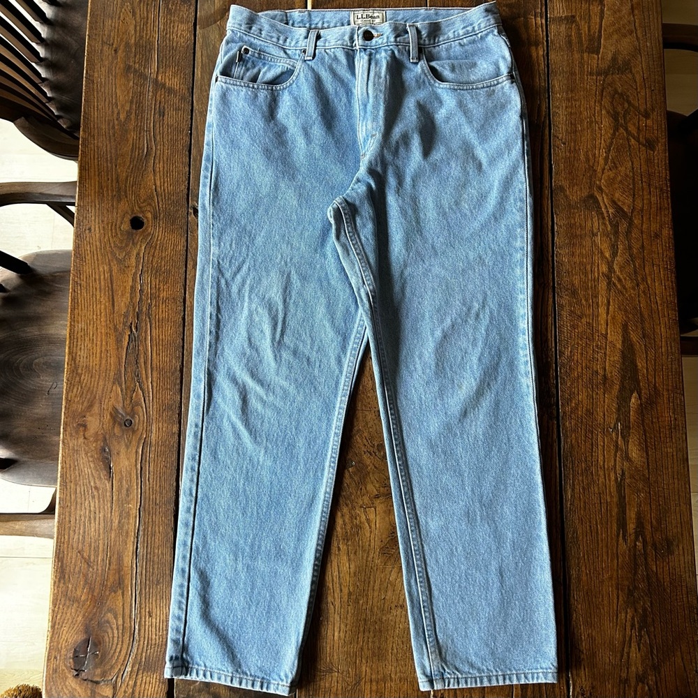 LL Bean Men's Double L Jeans Classic Straight Leg 100% Cotton Blue Jeans 36x30